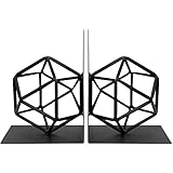 Agirlgle Bookends Decorative Book Ends Metal black Heavy Duty Bookend Modern geometric design Book end Bookshelf Decor for Bedroom Library Office School Book Display Desktop Organizer Adults Kids Gift