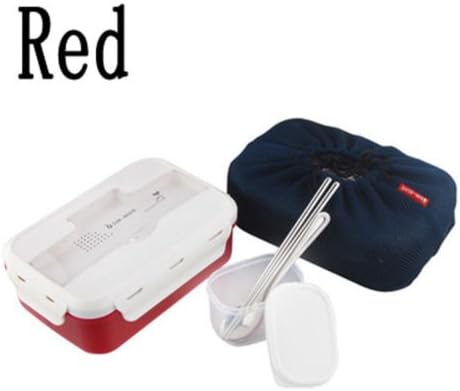 Bento Lunch Box Set Food Container Bento Box With Chopstics+Spoon+Insulated Bag #Red