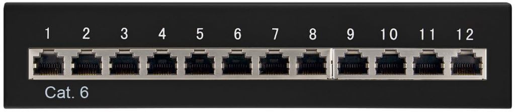 Goobay 69307 CAT 6 Mini/Desktop Patch Panel, 12 Port, Black