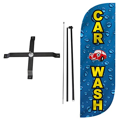 LookOurWay Feather Flag Set - 5ft Tall Advertising Banner Flag with Pole Kit an…