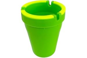 SNOWTREE Ash Tray for Cars | Self Extinguishing Car Ashtray | Smokeless Ashtray for Cars (Green Glow Rim, Standard Size) Portable Ashtray | Automotive Ashtrays | Cup Holder Ashtray Trash Can