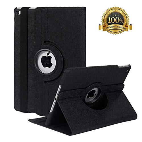 Hsxfl New iPad 9.7 inch 2018 2017/ iPad Air Case - 360 Degree Rotating Stand Smart Cover Case with Auto Sleep Wake for Apple iPad 9.7" (6th Gen, 5th Gen)/iPad Air(Black)