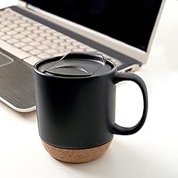 Cork Base Ceramic Mug with Lid (Set of 2) - Ceramic