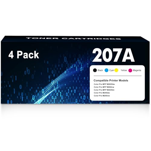 207A 207X Toner Cartridge with Chip Compatible with HP 207A for HP Color LaserJet Pro MFP M283fdw M255dw M282nw M283fdn M255nw M283 M255 M282 W2210A W2210X (Black Yellow Cyan Magenta, 4-Pack) Pack )