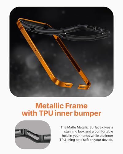 RAEGR Case | Anodized Aluminum Bumper | Compatible with iPhone 17 Pro Max (2025) | Supports Magnetic Wireless Charging | Edge Armor Protective Minimal Case - Orange/Cosmic Orange RG10622