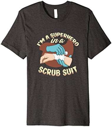 Mens I'm a superhero in a scrub suit. Large Dark Heather