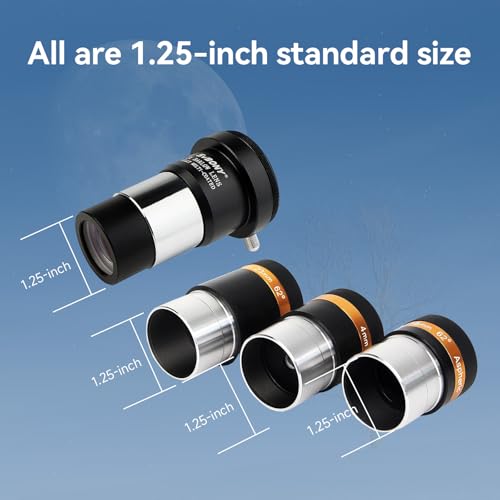 Svbony Eyepiece Set with 2X Barlow Lens, Telescope Eyepiece 62° Wide Angle 4mm 10mm 23mm and Metallic Barlow, 1.25 Inch FMC Lens for Planetary and Lunar Galaxy Observations