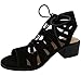 Top Moda Women's Scalloped Edge Lace Up Block Heel Sandal