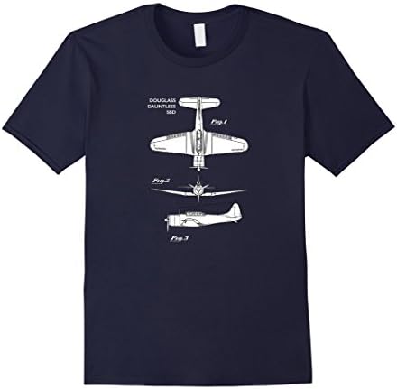 Mens Douglas SBD Dauntless  Airplane Hand drawn Graphic Tee Shirt Large Navy