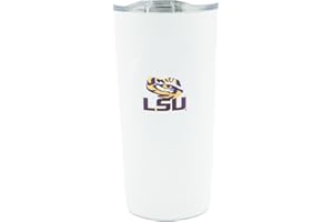 Decorvo LSU Tigers Logo Tumbler - White Double Walled Insulated Travel Thermos with Slide Lid - 18 oz