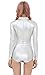 speerise Womens Shiny Metallic Long Sleeve Dance Gymnastics Leotard Bodysuit, Silver, M