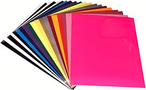 Heat Transfer Vinyl HTV 20 Pack 12" x 10" Sheets for Iron On T Shirts - Assorted Colors - Black, White, Gold, Silver & More for Silhouette Cameo Or Cricut - Heat Press Machine