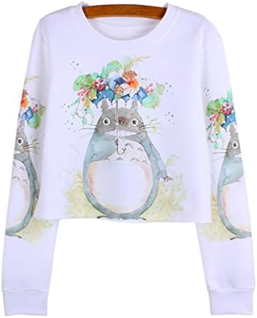 Womens Swag Cute Totoro Loose Tee Shirt Top print girls Crop Tops Sweatshirts