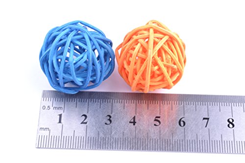 pranovo 20 Pack Parrot Wicker Rattan Toy Balls Birds Vine Ball Cage Accessory Colorful Chewing Toys Pet Bird Chew Toy Table Wedding Party Decorative Crafts Hanging DIY Accessories Random Color