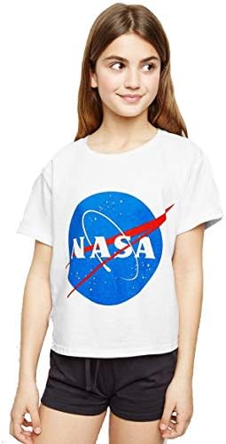 Avaatar Cotton White NASA Printed T Shirt for Girls