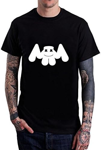 ATYPEMX Men's Marshmello Face DJ Tee Shirt Black