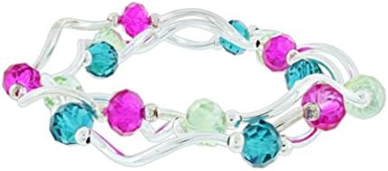Bundle of 3 My Fun Colors Beaded Bracelets - Peacock, Light Green, &amp; Hot Pink