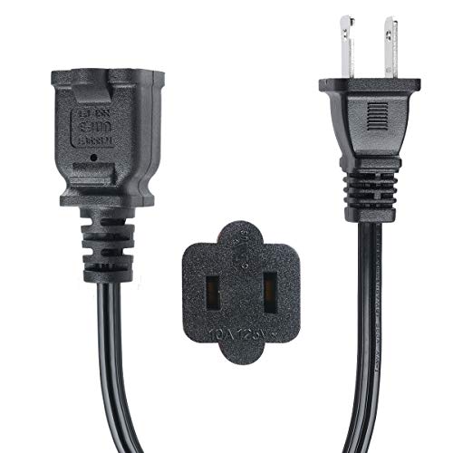 VSEER Polarized 2-Prong Male-Female Extension Power Cord Cable, 2 Outlet Extension Cable Cord US AC 2-Prong Male/Female Power cable10A/125V,Nema 1-15P to 1-15R Cable Polarity (12FT) - Thumbnail 2