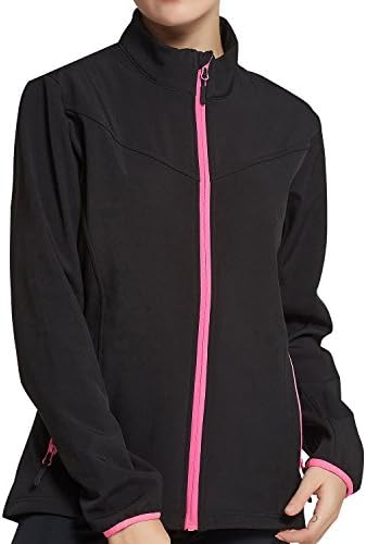 Beleroy Womens Windproof Thermal Jacket with Full Zipper,Cycling Winter Jacket,Casual Female Running Coat(S Black)