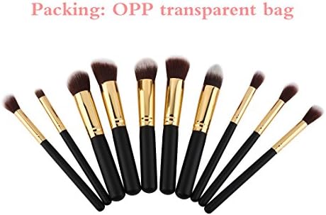 My Moment 10-Piece Soft Silky Professional Makeup Brush Set with Black Case and Lip Brush, Gold - 001