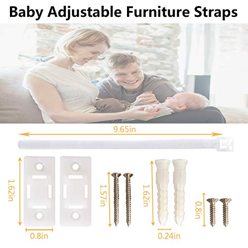 TUSUNNY Furniture Straps Baby Proofing Anti Tip Furniture Anchors Kits,Cabinet Wall Anchors Protect Toddler and Pet from Falling Furniture,Adjustable Child Safety Straps Earthquake Resistant(10Packs) - Thumbnail 4