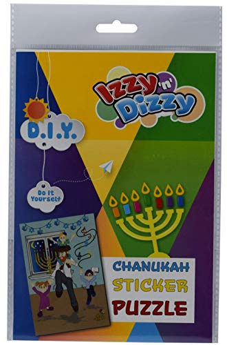 Izzy 'n' Dizzy Hanukkah Sticker Puzzle Art Kit - 8" x 6" - Chanukah Arts and Crafts - Gifts and Games