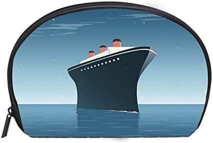 Custom design Portable Toiletry Cosmetic Bag Vintage Cruise Ship Night Travel Cosmetic Case Luxury Makeup Artist Bag