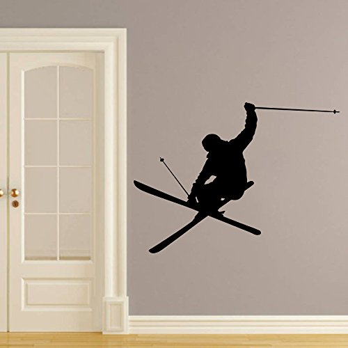 Wall Decals Skiing Skier Snow Ski Skiing Freestyle Jumping Extreme Sports Winter Gift Kids Nursery Boys Room Wall Vinyl Decal Stickers Bedroom Murals - Thumbnail 2