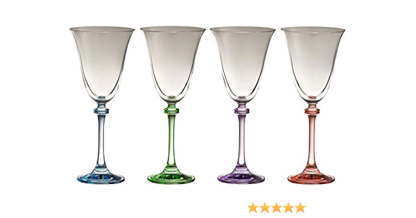 Amazon Com Galway Crystal Liberty Party Pack Set Of 4 Clear Multicolor Wine Glasses