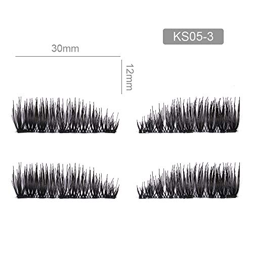 BONNIE CHOICE Triple 3 Magnetic False Eyelashes No Glue, 0.2mm Ultra Thin Magnet Lightweight & Easy to Wear Best 3D Full Eyes Reusable Eyelashes Extensions With Applicator (4 PCS/1 Pair + 1 Tweezers)