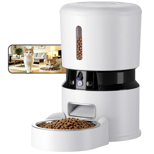 BlissBlaze Automatic Cat Feeder with 2K Dual Cameras, 5G WiFi Smart Cat Food Dispenser with Night Vision 4MP, 2-Way Audio, App Control, 4L Auto Pet Feeder for Cats, Small Dogs & Multi-Cat Families at Amazon