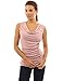PattyBoutik Women's Cowl Neck Button Sleeveless Top (Pale Pink L)