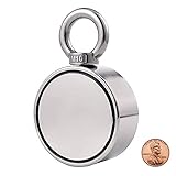 Double Side Round Neodymium Fishing Magnet, Combined 800LBS Pulling Force Super Strong Neodymium Magnet with Eyebolt for Magnet Fishing and Salvage in River - 2.95
