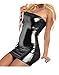 Fineyhope Gothic Hot Sleeveless Dress Metallic Wetlook Clubwear Stripper