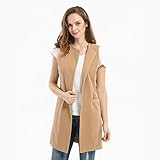 Biovan Women's Wool Blend Sleeveless Long Vest Jacket Longline Slim Waistcoat
