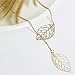 Y Shaped Lariat Necklace 2 Pack - Leaf - Silver and Gold Tone