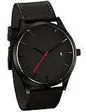 Mens Analog Quartz Watch,POTO On Clearance Leather Band Alloy Dress Wrist Watch Gift Watches RY-429 (black)