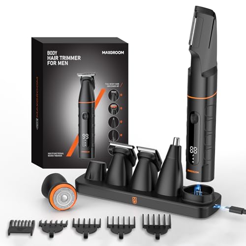 MAXGROOM 5 in 1 Multifunctional Men's Electric Shaver, 7000RPM Professional Personal Hair Clipper with 120 Mins Battery Life USB-C Testicle Shaver Kit for Nose, Legs