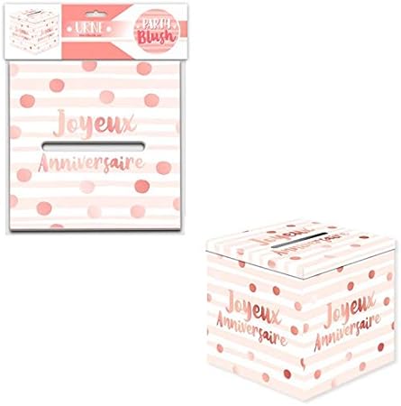 Les Colis Noirs Lcn Urne Decorative Joyeux Anniversaire Blanc Rose xcm Decoration Fete 633 Amazon Fr Cuisine Maison