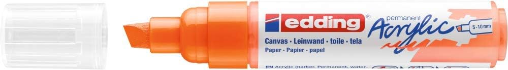 edding 5000 acrylic marker broad, neon-orange, 1 waterproof acrylic paint marker, chisel nib 5-10 mm - Image 3