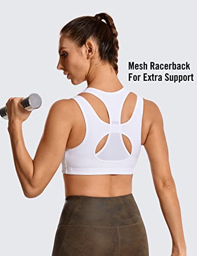 SYROKAN Sports Bras for Women High Impact Mesh Full Coverage Racerback Support High Neck