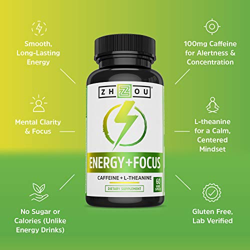 Zhou Energy + Focus Caffeine with LTheanine Focused Energy for