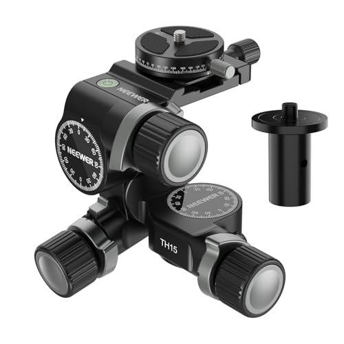NEEWER 3 Wege Getriebe Stativkopf mit 360° Panorama Arca QR Platte, TH15
