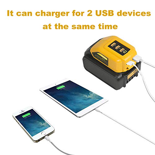 12V/20V Max 2 Port USB Power Source Compatible with Dewalt DCB090 Converters Dewalt USB charger Adapter for Lithium Battery - Thumbnail 2