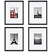 ONE WALL Tempered Glass 11x14 Picture Frame Set of 4 with Mats for 8x10, 5x7 Photo, Black Wood Frame for Wall and Tabletop - Mounting Material Included