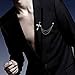 AISme Men's Rhinestone Cross Chain Brooch Lapel Pin Shirt Suit Wedding Accessory Gift (Silver)