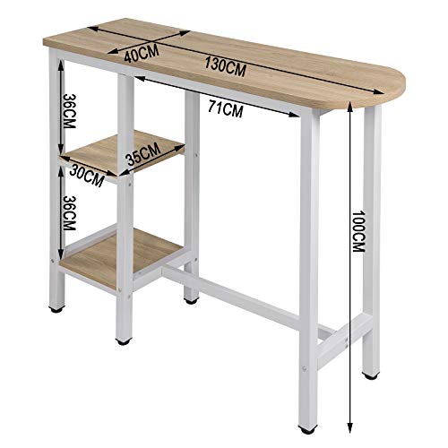 WOLTU BT31hei 1x Bartisch Bistrotisch Stehtisch Esstisch, Metallgestell, Tischplatte aus MDF, Hell Eiche, 130x40x100cm… – Bild 3