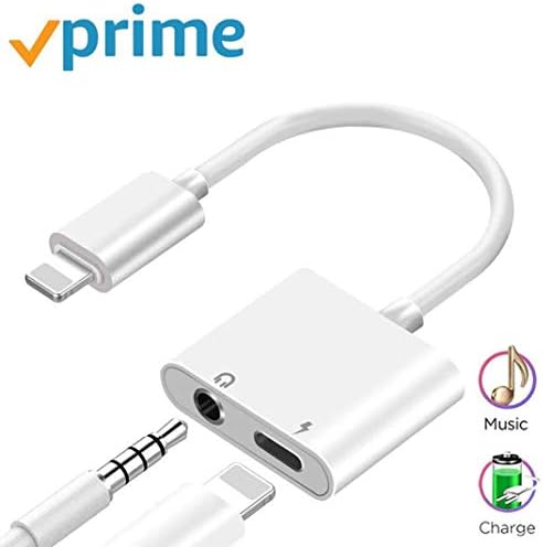 3.5 mm Jack Headphone Adapter for iPhone Xs/Xs Max/XR/ 8/8 Plus / 7/7 Plus for iPhone Aux Adapter 2 in 1 Accessories Splitter Adaptor Charger Cables & Audio Connector Dongle Support All iOS Systems