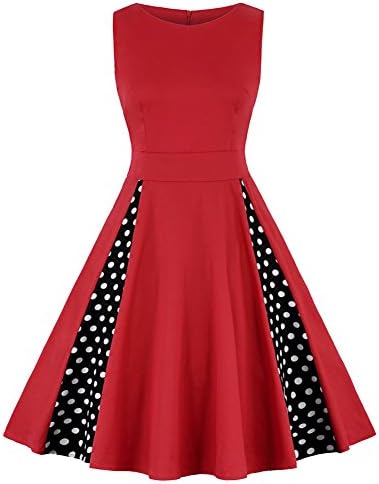 iBaste Women's Slim Fit Retro Round Neck Sleeveless Dresses 1950S Vintage Cocktail Party Evening Swing Dress