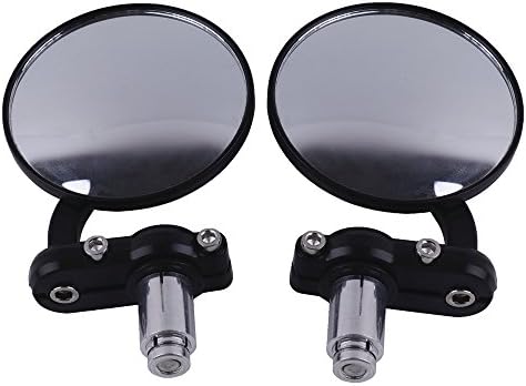 XYZCTEM Universal Motorcycle side rearview mirros,3" Black CNC Round ,Fits for 7/8" Handle Bars Such as Harley Davidsons, Suzuki, Honda,,Kawasaki Cruisers, Touring Bikes, Sport Bike, Scooters